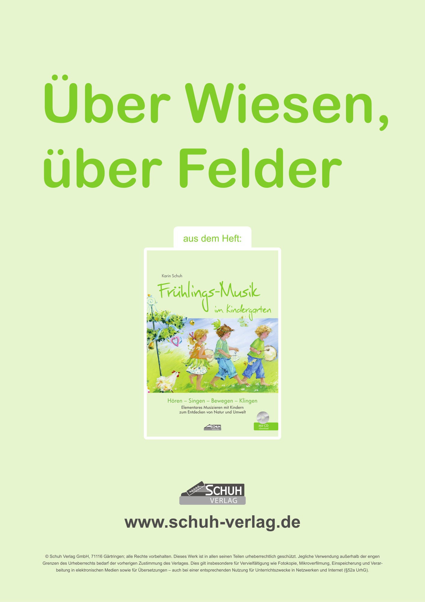 Über Wiesen, über Felder (Musik + Noten)